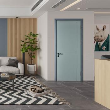 B1002 Victorian Blue Interior Solid Wood Finished Side Opening Door with Sound Insulation for Bedroom and Apartment