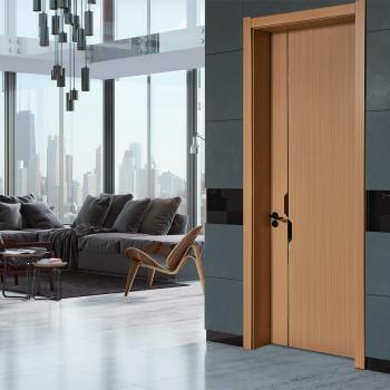 QM-9013 Paint-free Solid Wood Carbon Crystal Traditional Bedroom Swing Door Soundproof Moisture-Proof Interior Dining Room