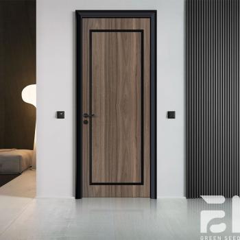 MQ-7152 High Quality Solid Wood Water Resistant Modern Interior Door with Strips Inlay Design for Apartment Home Decor