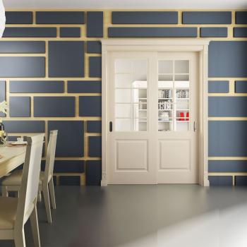 MQ-7160 Modern Water Resistant Solid Wood Frame Grille Casement Door for Kitchen Hospital & Bathroom Interior Side Opening