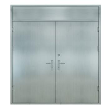 FHM-1062 UL 10C Fire-resistant and Smoke-proof, Double-leaf Milky White Modern Steel Fire Door Suitable for Supermarkets.