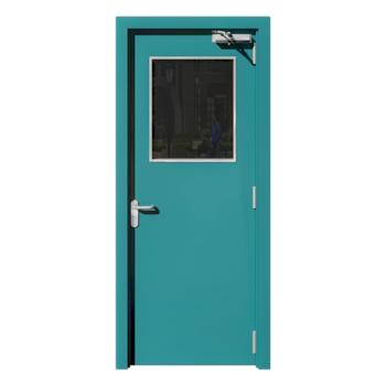 FHM-1053 Single-Leaf Modern Steel Fire Prevention (Light Green) 90 Minute Smoke Resistance Aluminum Alloy Door for Mall Hospital