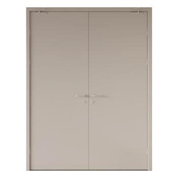 FHM-1056 90-minute Fire and Smoke Resistance Double-leaf Gray-white Modern Steel Fire Door for Exterior Use in Mall & Hospital